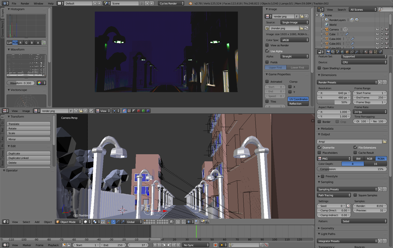 Screenshot of Blender with a background model opened.